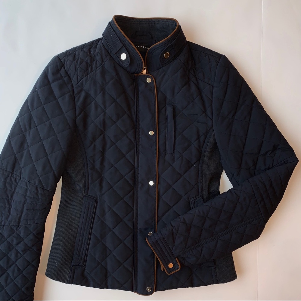 Zara Quilted Jacket- Navy Blue